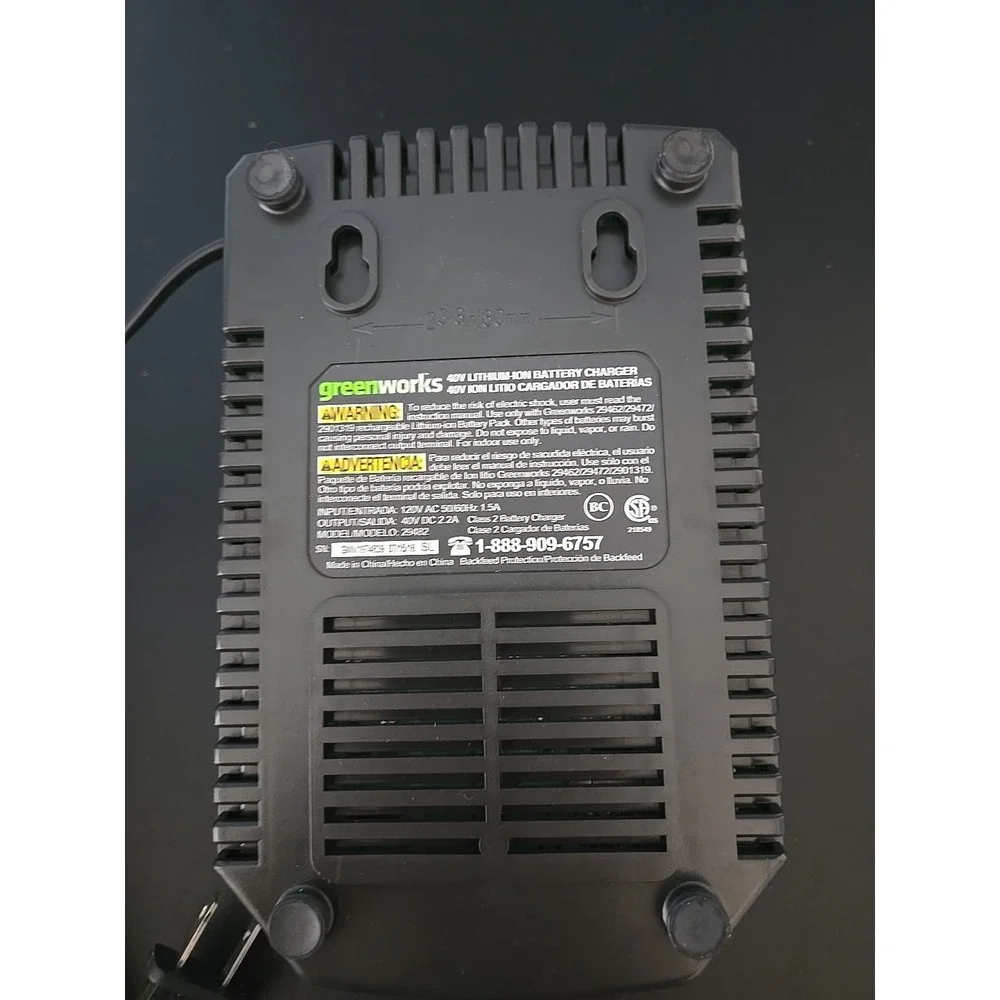 GreenWorks 40V Lithium-ion Battery Charger G-MAX Green 29482
